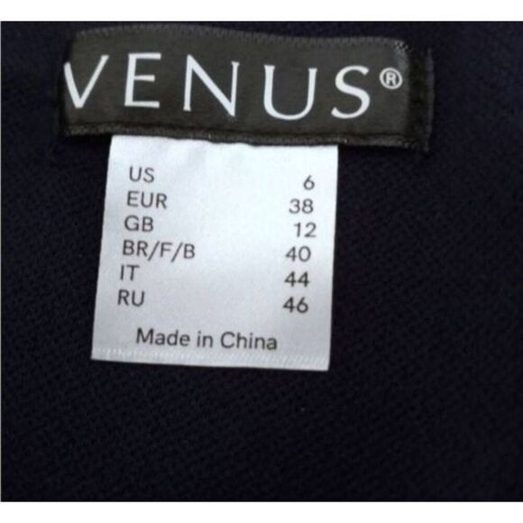 VENUS NAVY & SILVER METALLIC OFF-THE-SHOULDER BELL SLEEVE DRESS SZ.6 EUC. - Picture 8 of 10